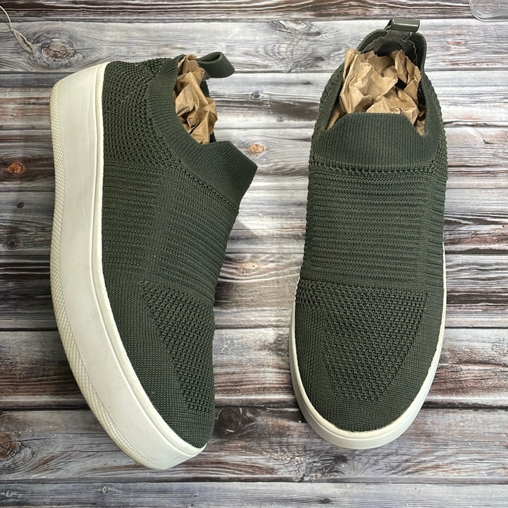 Steve Madden Olive Green Knit Slip-On Sneakers